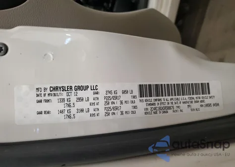 2013 Chrysler Town & Country Touring z USA, uszkodzony, nr VIN 2C4RC1BGXDR588676